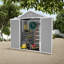 Remise de rangement extérieure en résine - Unité de jardin polyvalente et résistante aux intempéries avec toit incliné, fenêtres Lucent et porte verrouillable pour outils de jardin, refuge pour animaux et activités familiales