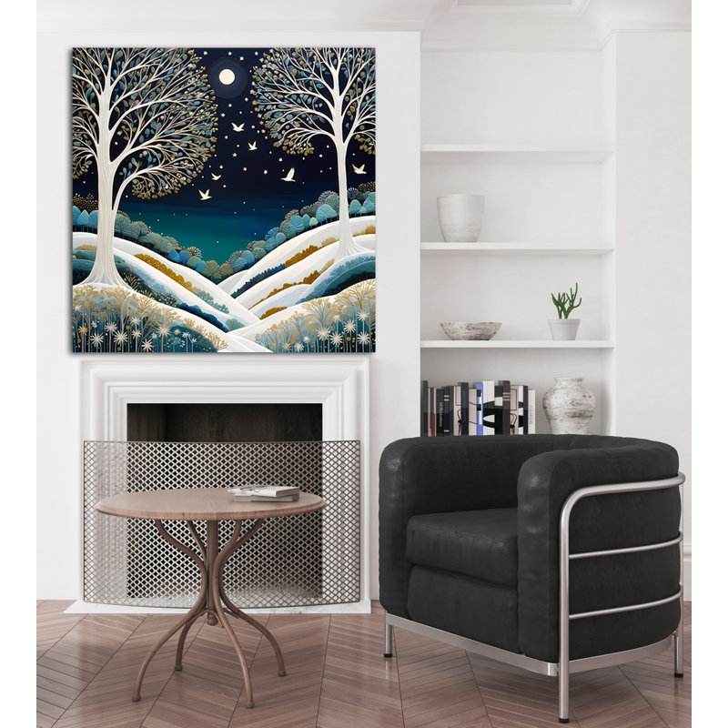 Snowy Night Scene, 30" H x 30" W