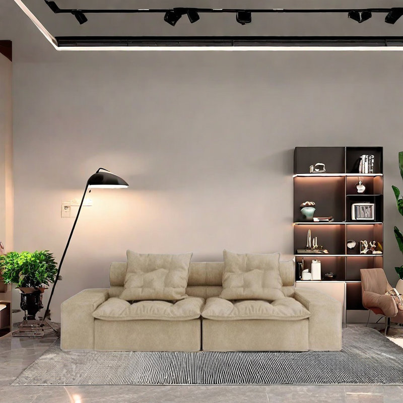 Simple Soft Cloth Sofa, 31.5" H x 88.19" W x 37.4" D