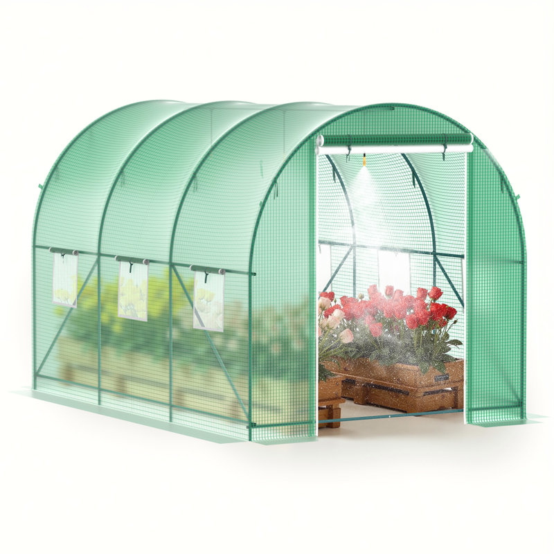 10×6.6×6.6 Ft Walk In Greenhouse With Watering System
