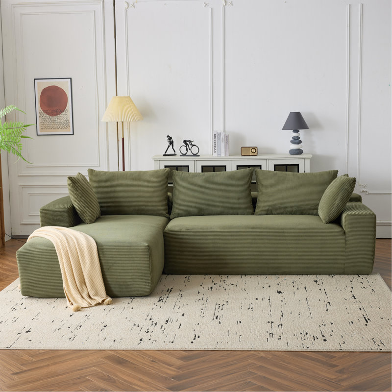 Très grand canapé modulaire profond 108 po x 68 po, canapé Cloud pour 4 personnes, peut s'asseoir ou s'allonger, canapé modulaire en velours côtelé de salon, aucun assemblage requis, vert