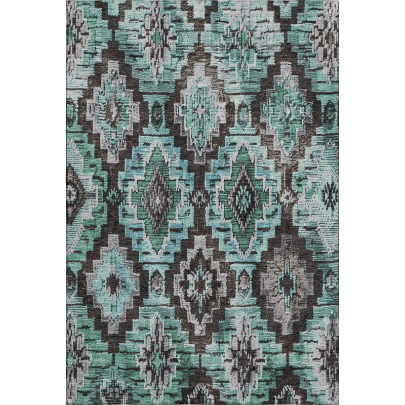 Premium Machine Washable Jakiyra AMF1891 Aztec Rug, Rectangle 5' x 7'6"