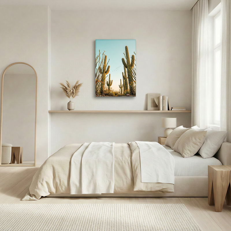 Ensemble de 1 tableau sur toile représentant un cactus du désert, H 24 po x l 16 po, Toile tendue