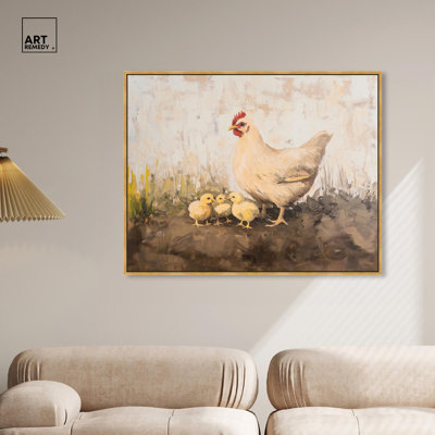 Art Remedy Farmhouse Landscape Canvas, Mother Hen and Chicks