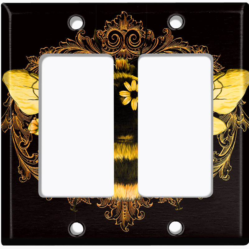 Plaque murale noire avec 2 tournesols