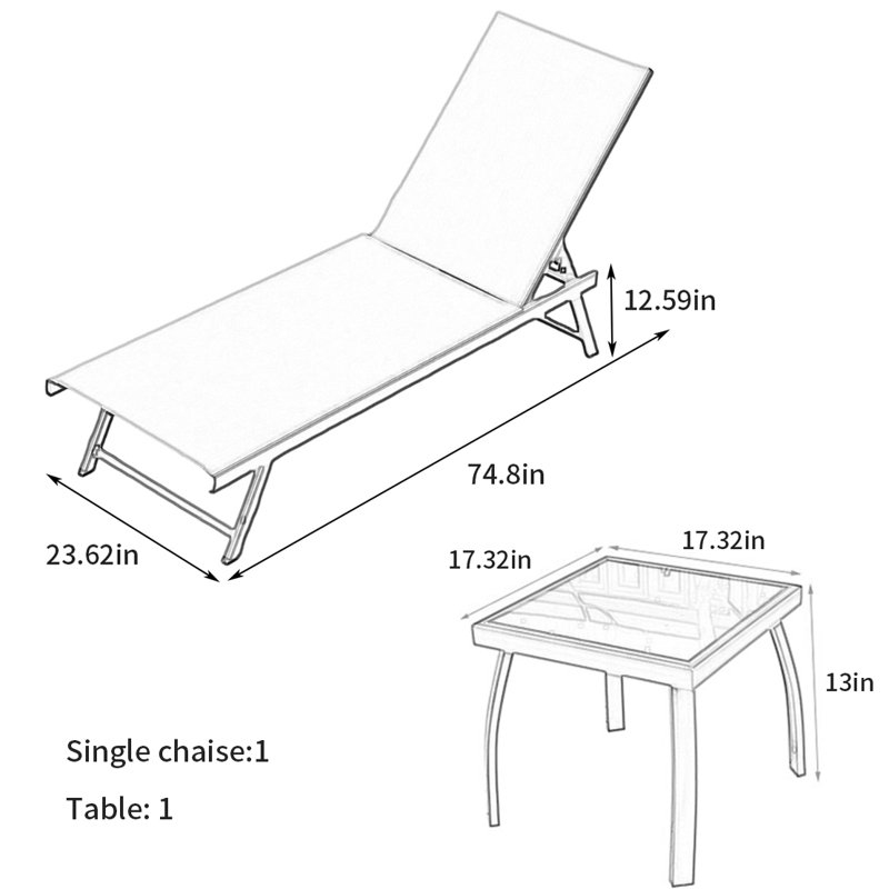 Outdoor leisure beach lounge chair, 2, White