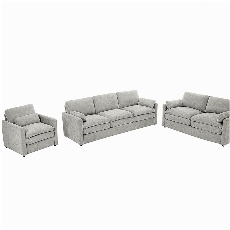 Ensemble de canapé en tissu Comfort, très grand canapé Comfort Cloud, ensemble de canapé double coussin, canapé de salon à coussin moelleux, gris clair