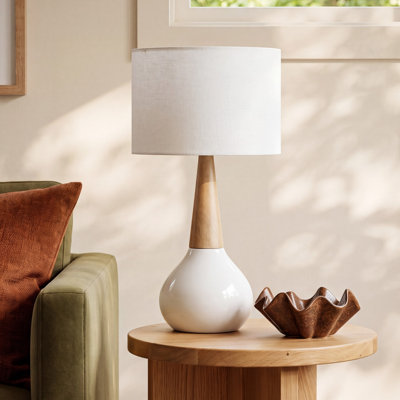 Scotia 19" H Ceramic and Solid Wood Standard Table Lamp