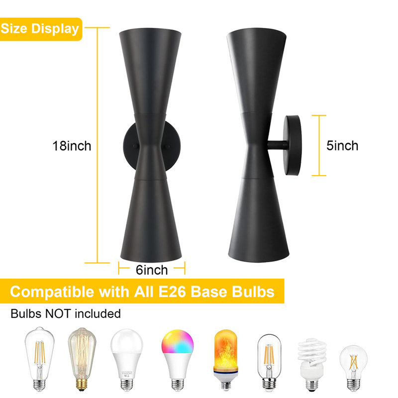 Jeryme Mid-Century Modern Small Indoor Exterior Wall Sconce, Black