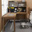 Solid Wood L - shaped Desk and Bookshelf Combination-650332451