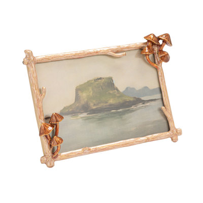 Enameled Metal Photo Frame With 3D Mushrooms