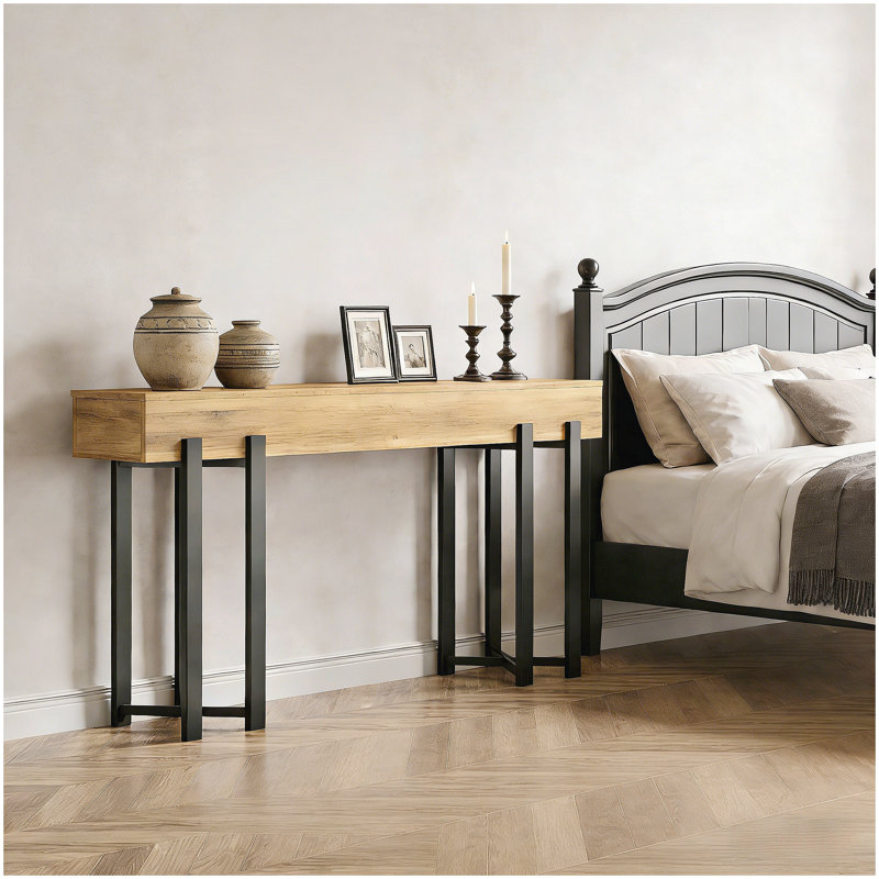 Office Display Shelf,Modern-Style Console Table,Long Sofa Table, Light Brown