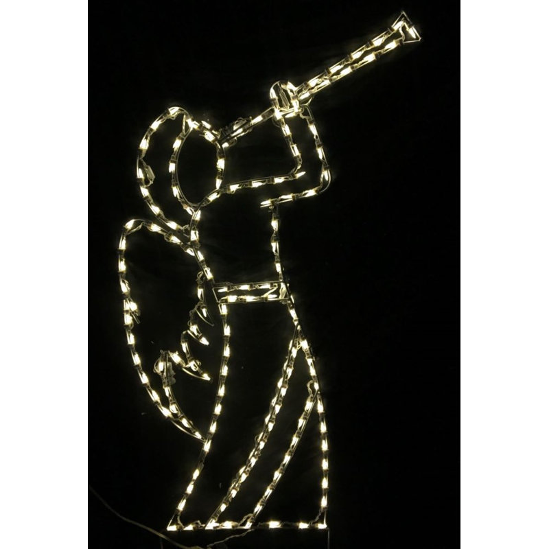 Ange avec trompette, fête de Noël religieuse illuminée