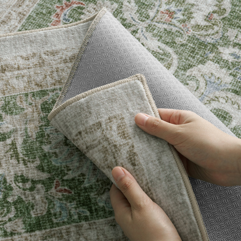 Tapis vert sauge antidérapant lavable, Sage Green, Rectangle 9' x 12'