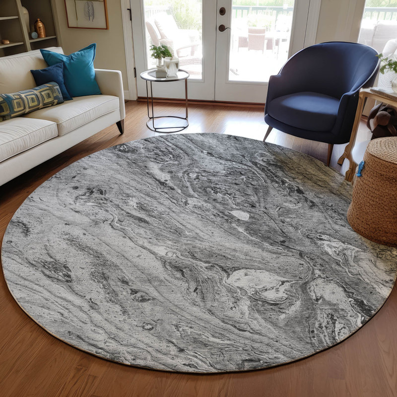 Carsie Abstract Indoor / Outdoor Rug, Round 8'