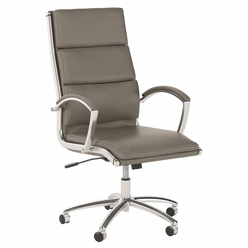 Bush Business Furniture Studio C High Back Leather Executive Office Chair, Washed Gray