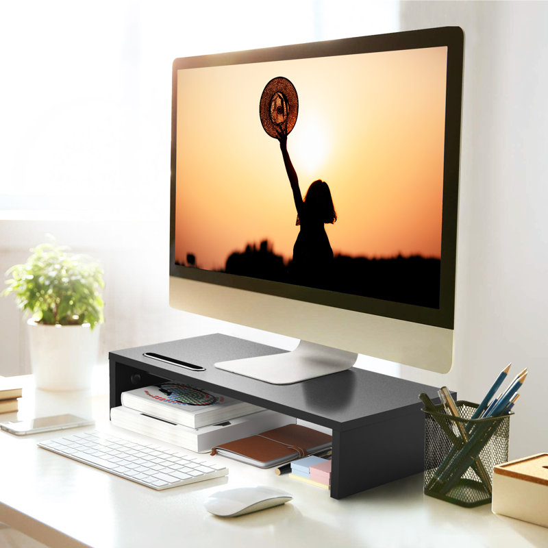 Andrin Wood Monitor Stand, 10.4cm H x 42cm W x 23.5cm D