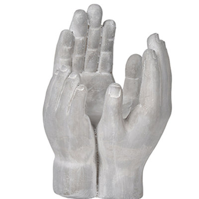 Of 2 9-Inch Cement Accepting Hands Accent For Indoor Outdoor Flower And Candle Presentation In A Charming Way Decor Antique Gray Planting Arranging Nicely