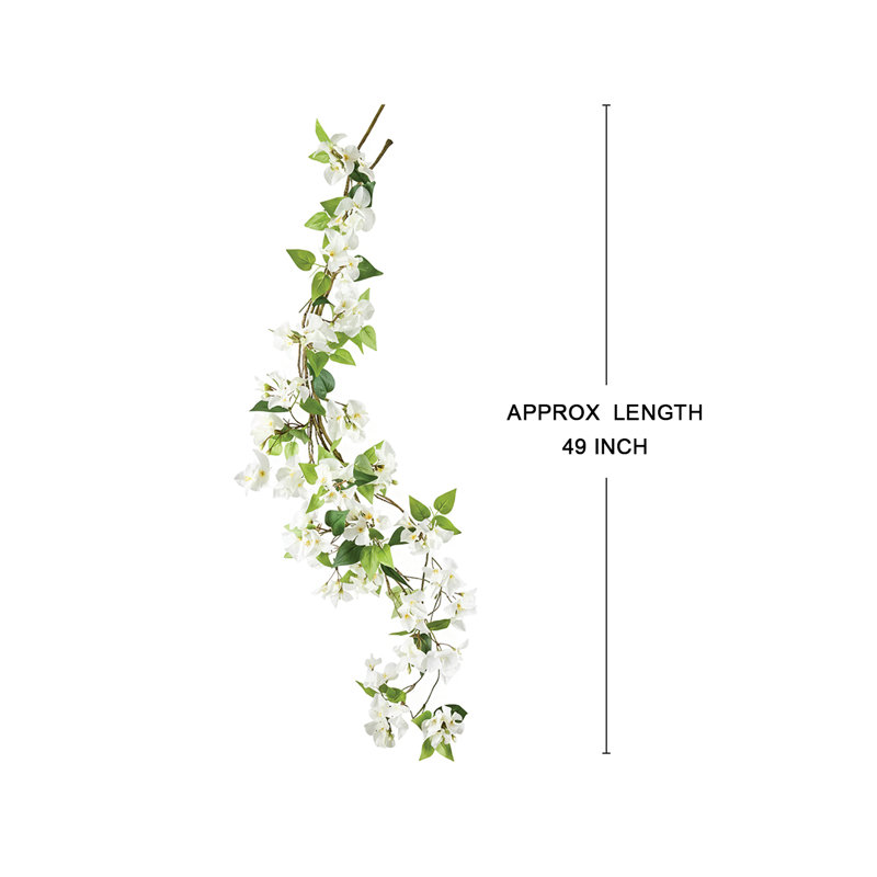  Guirlande de vignes blanches artificielles blanches Bougainvillea, Vert/blanc