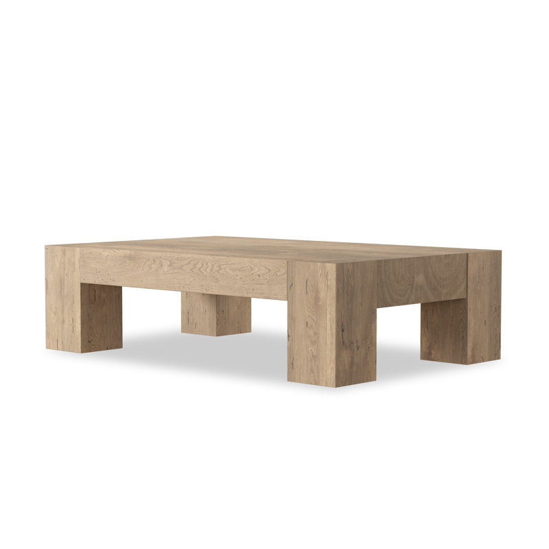 Table basse Hudson, H 15 po x l 55 po x P 35 po, Chêne d'armoise rustique blanchi à la chaux