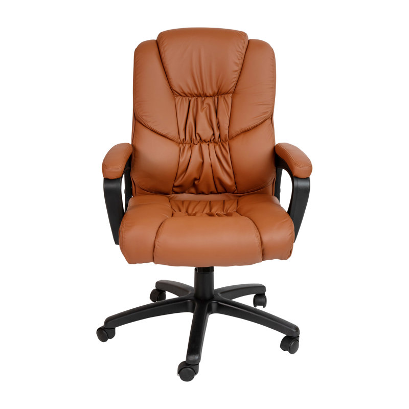 Big & Tall LeatherSoft Ergonomic Office Chair with Padded Armrests, Brown