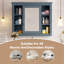 Armoire de rangement murale 35 po x 28 po, armoire à pharmacie, armoire murale moderne avec miroir, armoire à miroir avec 6 tablettes ouvertes (meuble-lavabo non inclus)-2143284483