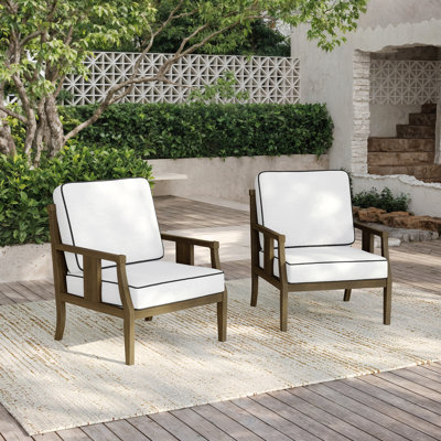 Teak Outdoor Two Pieces Chair Set with Cushions