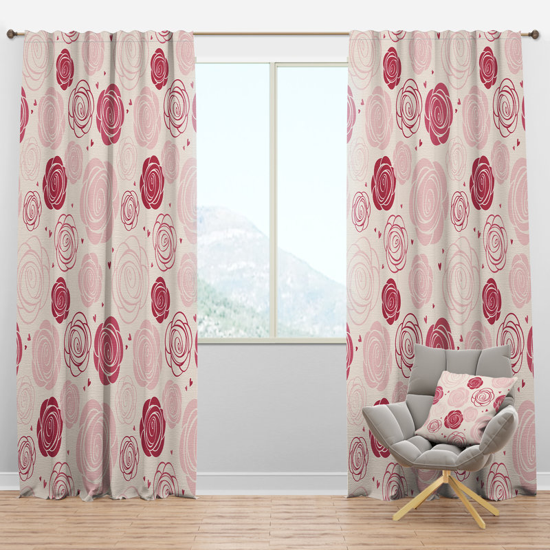 Rideau à motif floral Roses, l 52 po x L 108 po