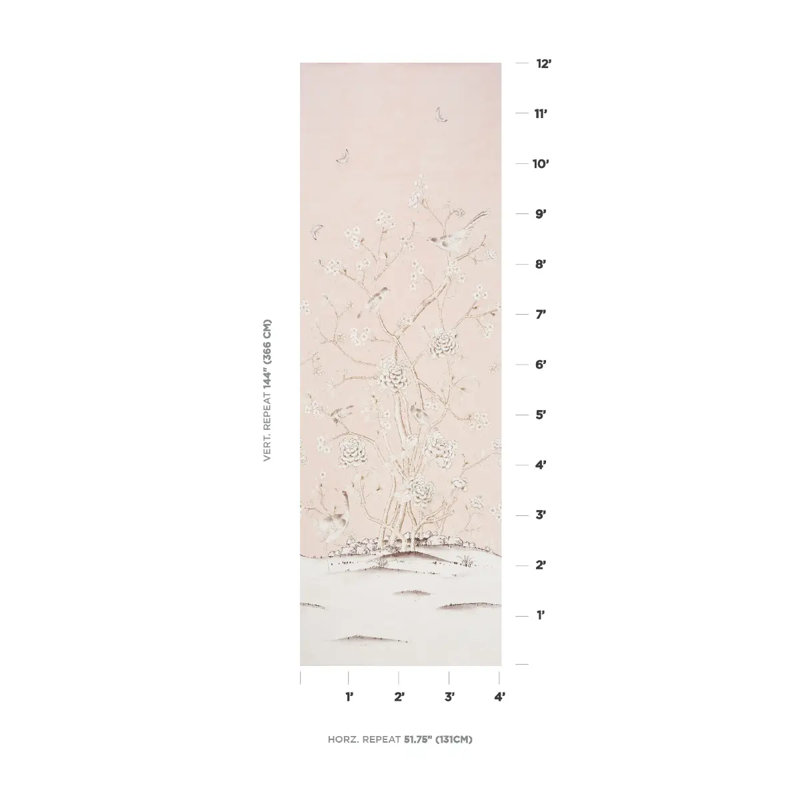 Schumacher x Mary McDonald Chinois Palais Panel, Blush Conch