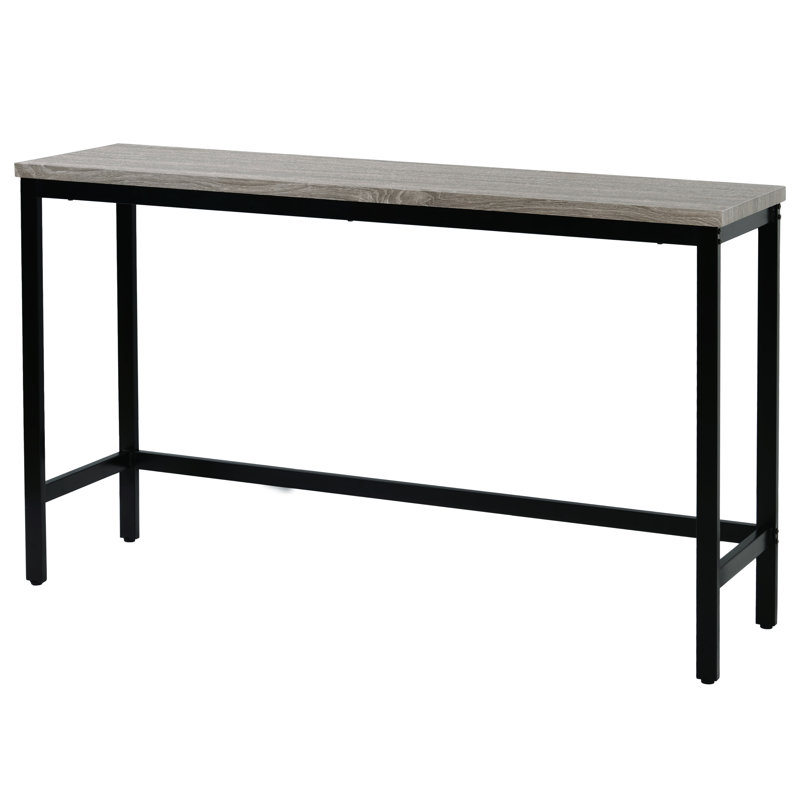 Ensemble de table de salle à manger à hauteur de comptoir extra longue avec 3 tabourets, repose-pieds, cuisine grise et table d'appoint
