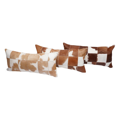 Animal Print Leather/Suede Reversible Throw Pillow