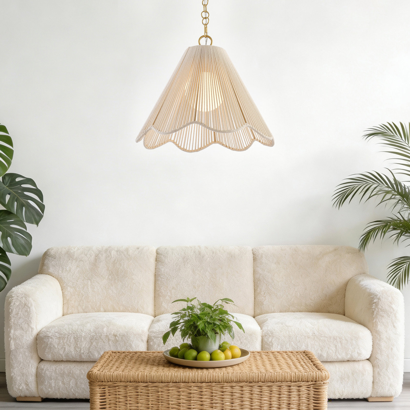Dimmable Natural Woven Single Light Pendant