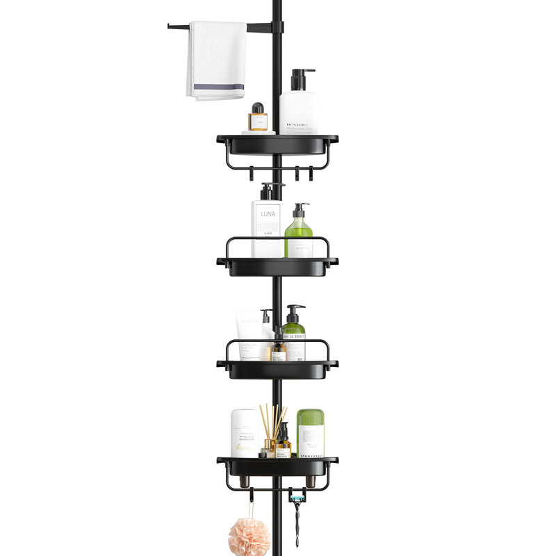 Serviteur de douche à barre de tension Lenaik, Noir, H 113 po x l 12,99 po x P 7,87 po