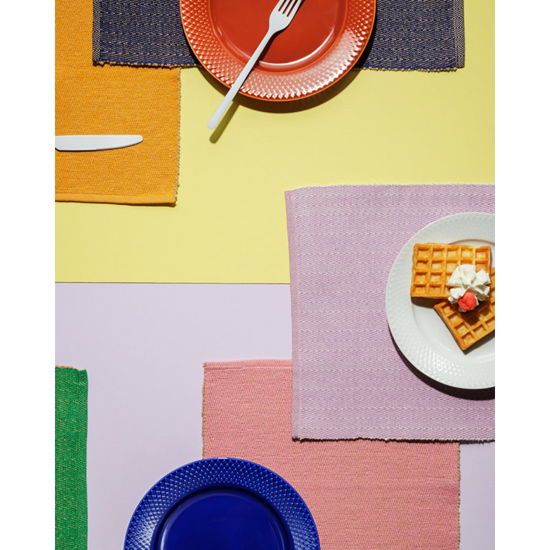 Rhombe Color Cotton Herringbone Rectangle Placemat, Yellow