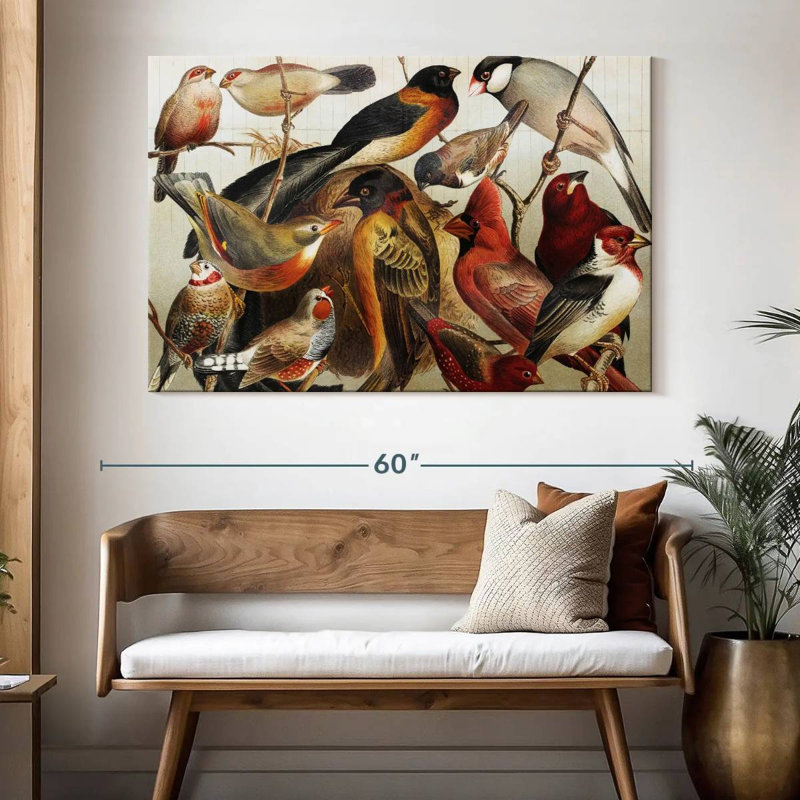 Collection d'oiseaux botaniques Brampt II, H 34 po x l 51 po