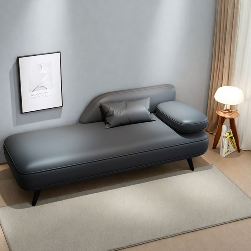Chaise longue élégante et simple en similicuir, Orienté à droite, Gris