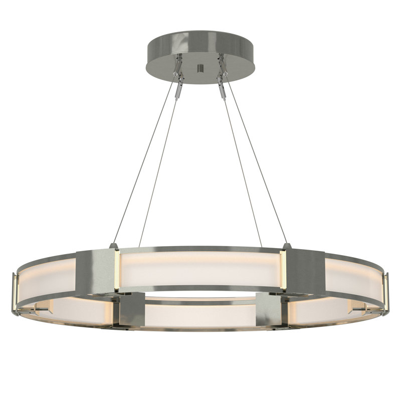 Aura Glass Ring Chandelier, Sterling, Frosted Glass