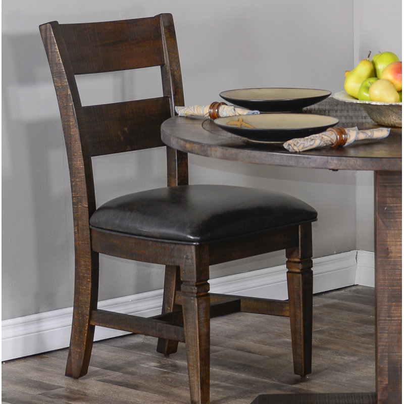 Meriwether 18'' H Faux Leather Upholstered Mahogany Side Chair, Tobacco Leaf, Dark Brown