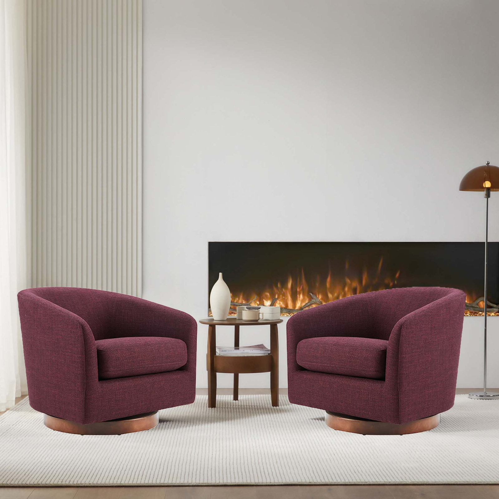Bennett Swivel Barrel Chair, Luna Merlot Textured