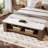63" W Solid Wood Bench with Upholstered and Open Storage