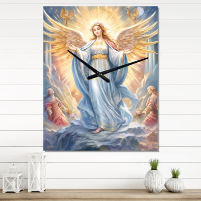 Beautiful Virgin Of Peace Praying In Heaven III - Religious Portrait Wall Clocks