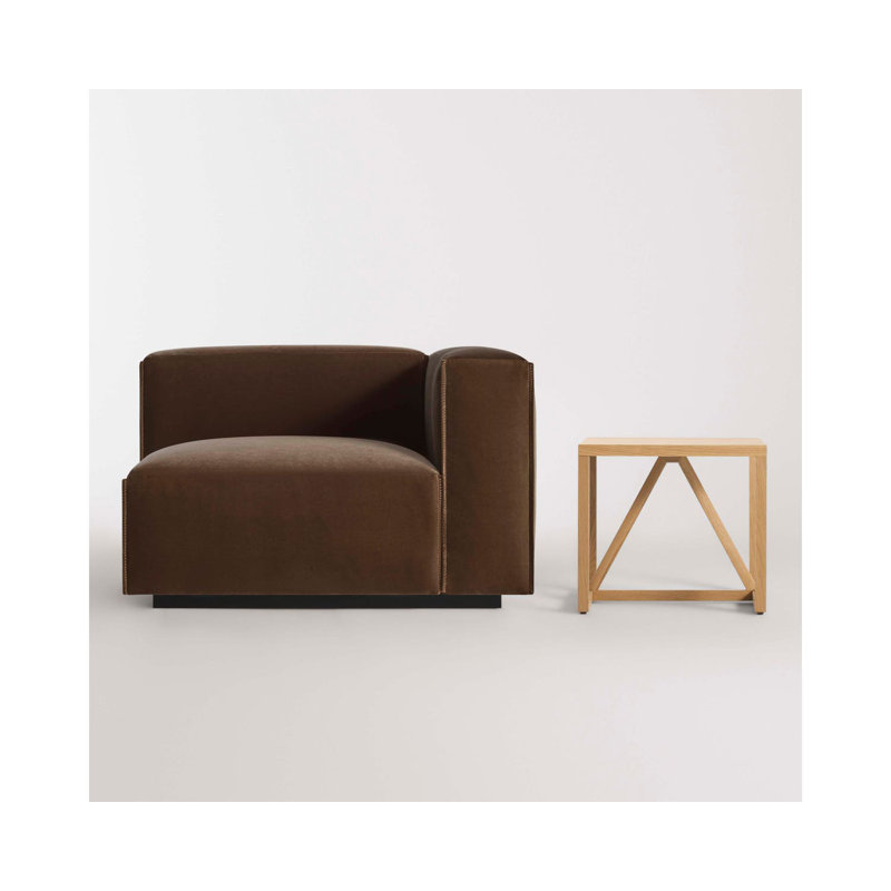 Cleon Chaise Lounge, Right Hand Facing, Coffee Velvet Polyester Blend