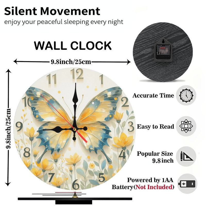Horloge murale papillon