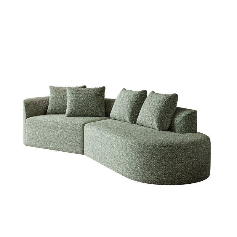 Canapé surdimensionné 4 pièces en chenille, Orienté à gauche (vu de face), Chenille verte