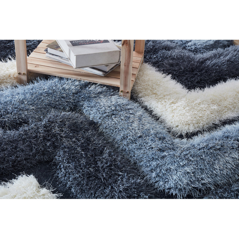 Barrelville Hand Tufted Geometric Indoor Rug, Rectangle 5' x 7'
