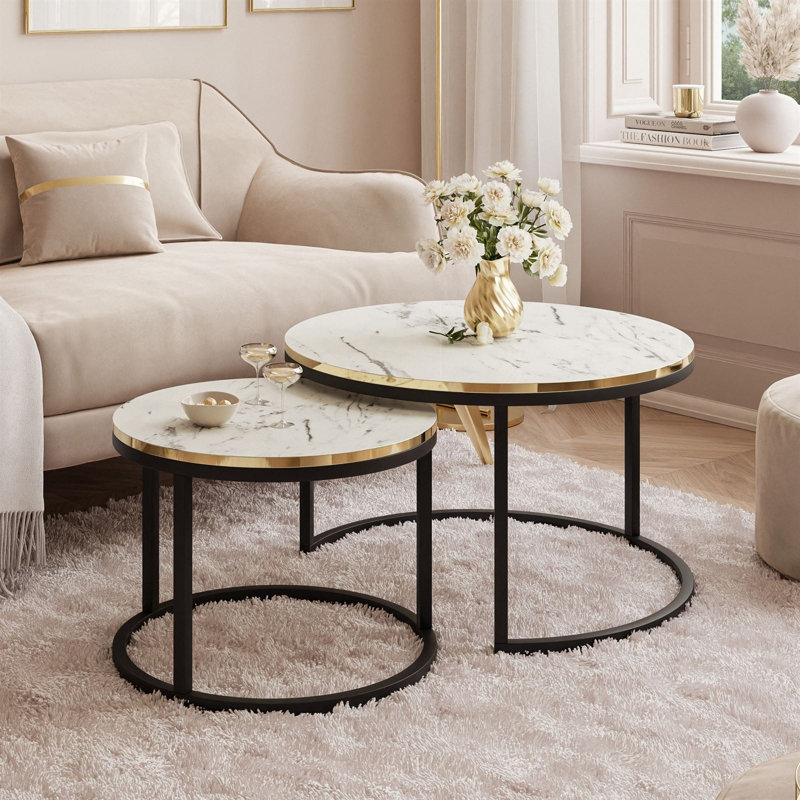 Coffee Table, Carrara Marble, Black