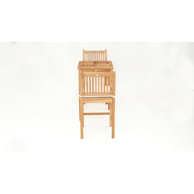Outdoor 3 - Piece Teak Bistro Set with Cushions