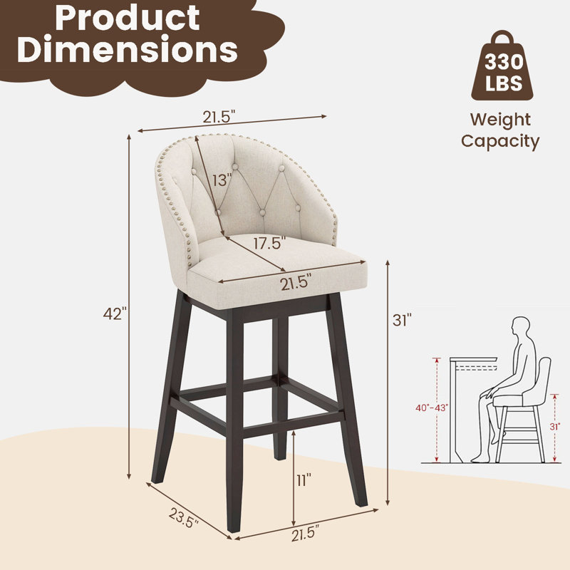 Tabouret de bar pivotant 31 po Arihan, 4