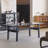 Modern Black Rectangular Solid Wood Dining Table-702228366