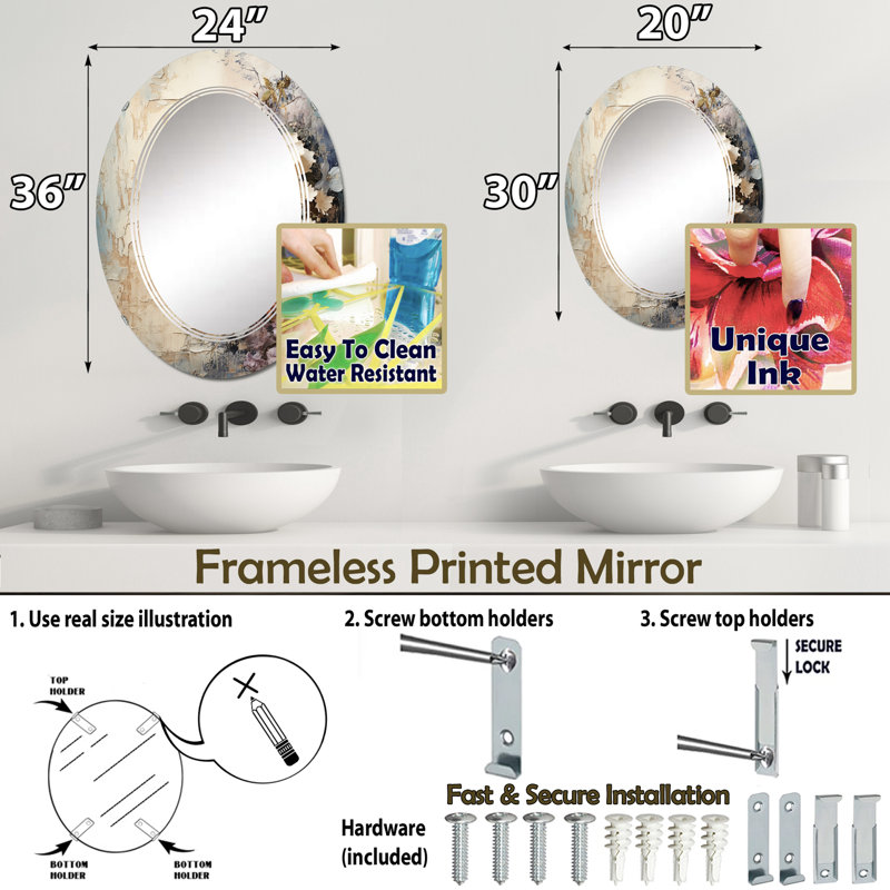 Miroir mural Zlate, 36 po x 24 po